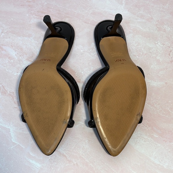 Zara Black Women's Heeled Mules patent leather & sequins - Picture 5 of 6